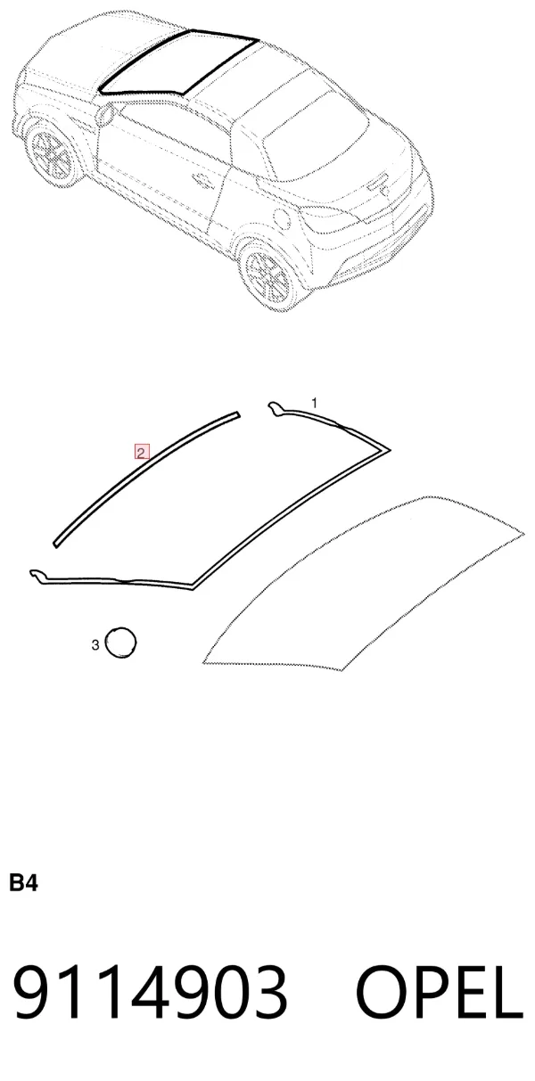 Moldura inferior de pára-brisas 9114903 Opel