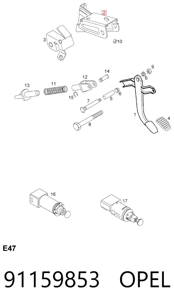 Consola de pedais, conjunto de pedais 91159853 Opel