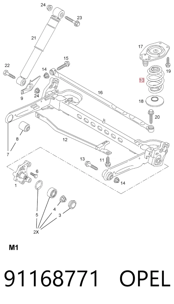 Mola traseira 91168771 Opel