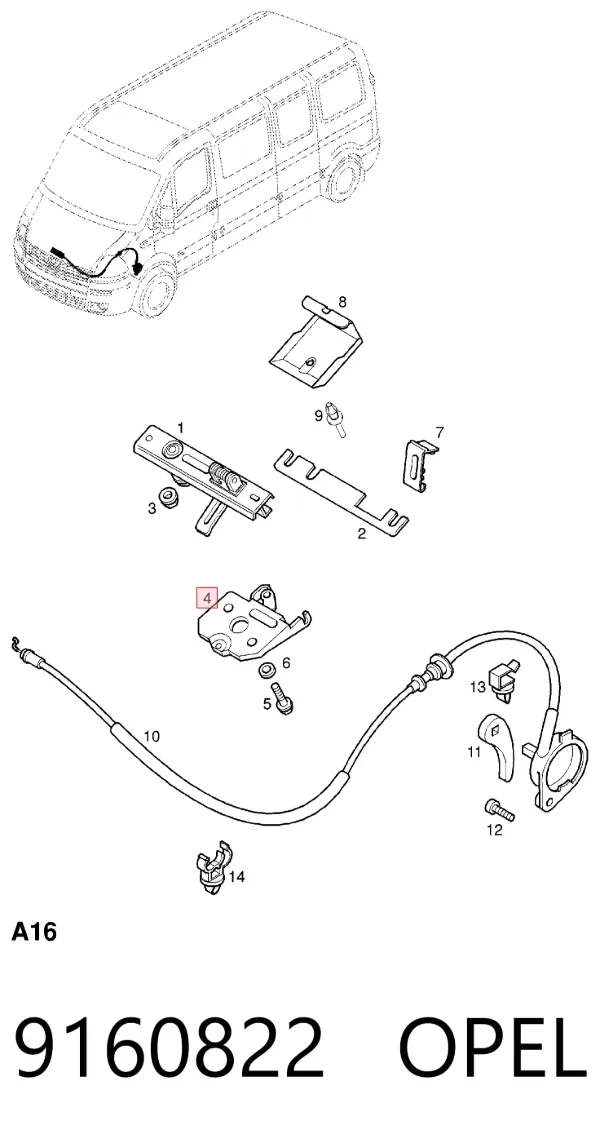 Fecho da capota 9160822 Opel