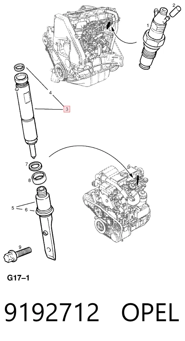 Injetor de injeção de combustível 9192712 Opel