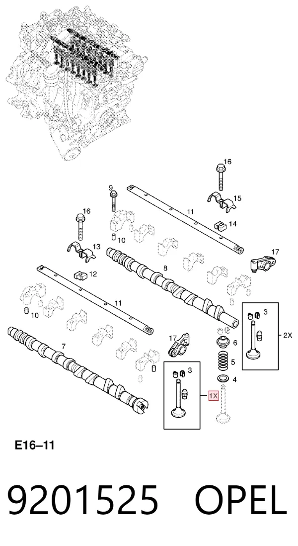 Válvula de admissão 9201525 Opel