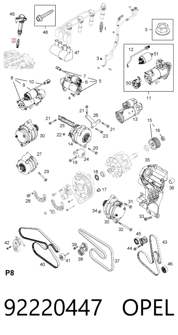 Vela de ignição 92220447 Opel