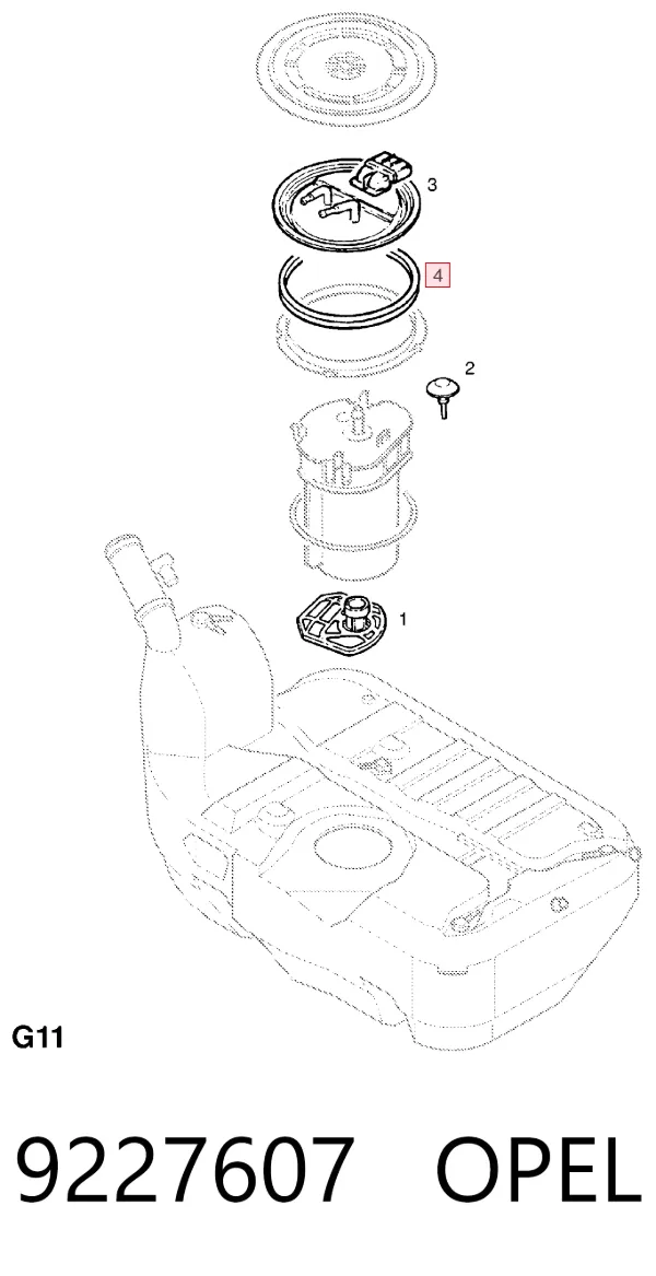 Vedante de sensor do nível de combustível/da bomba de combustível (tanque de combustível) 9227607 Opel