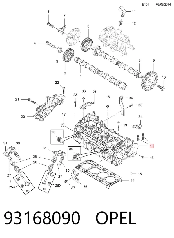 Cabeça de motor (CBC) 93168090 Opel