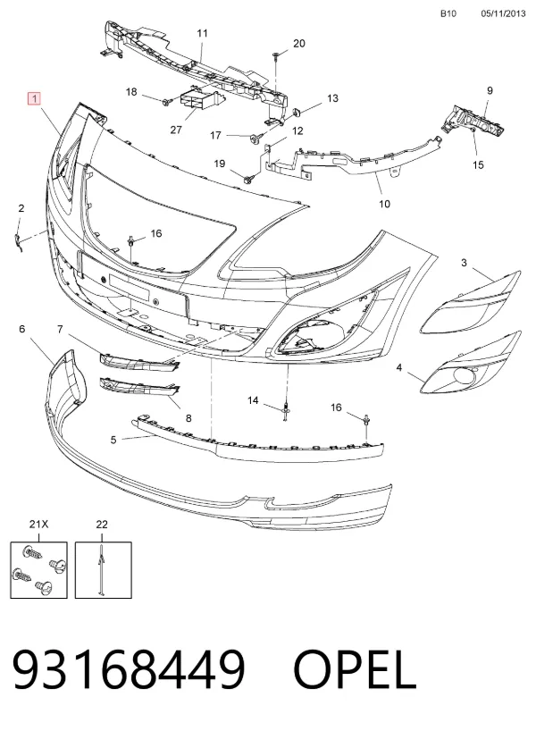 Pára-choque dianteiro 93168449 Opel