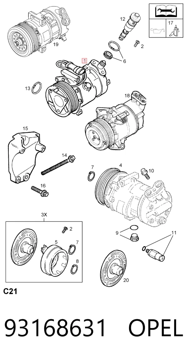 Compressor de aparelho de ar condicionado 93168631 Opel