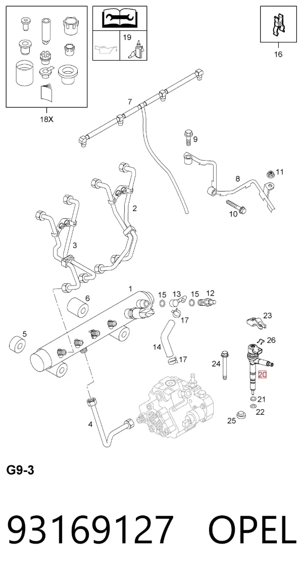 Injetor de injeção de combustível 93169127 Opel