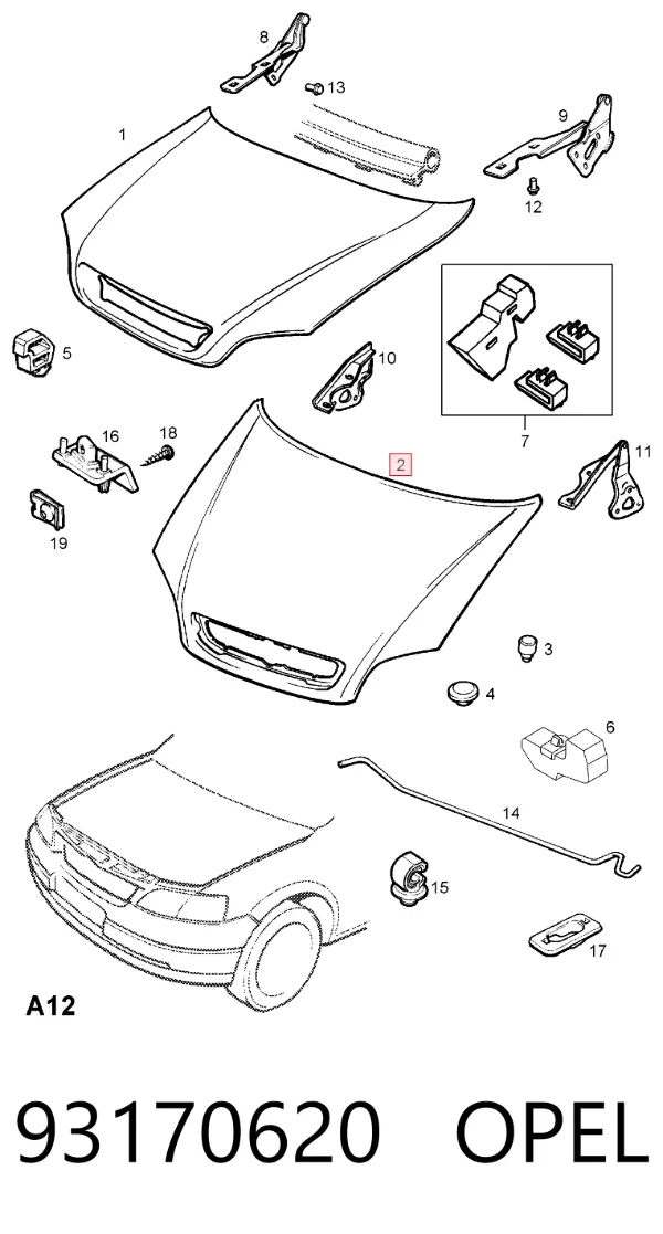 Capota 93170620 Opel