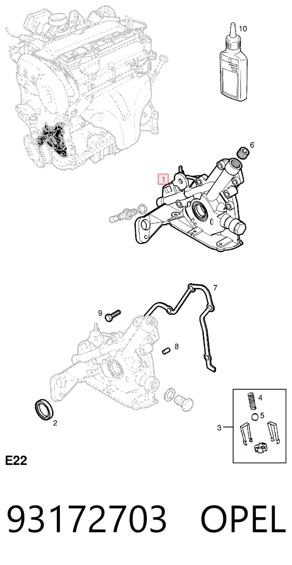 Bomba de óleo 93172703 Opel