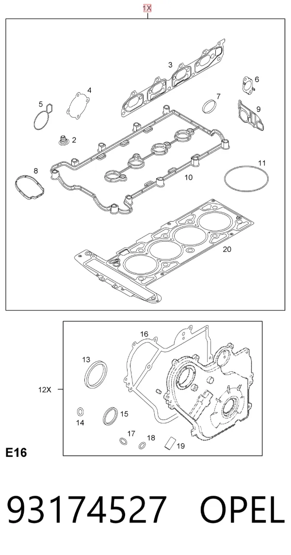 Vedante de cabeça de motor (CBC) 93174527 Opel