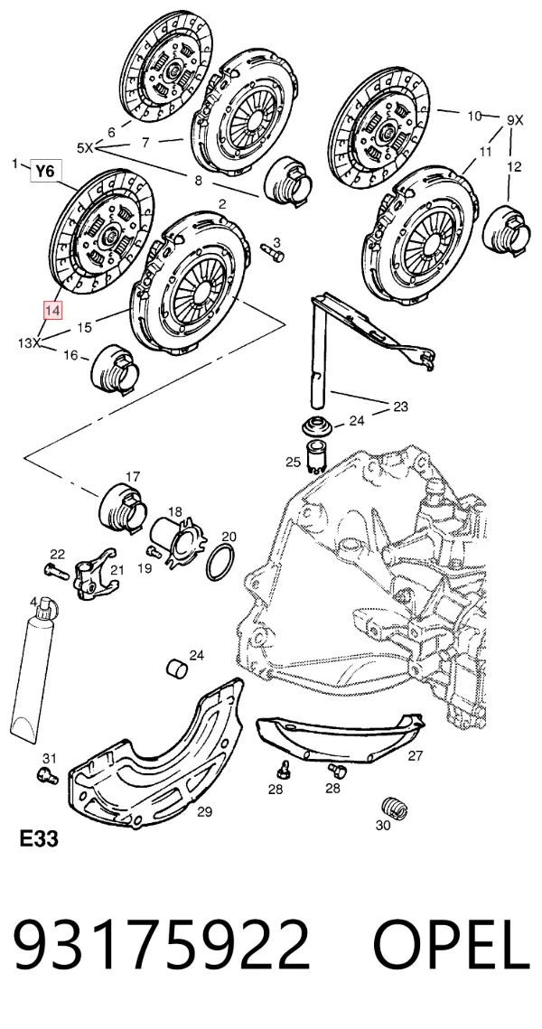 Disco de embraiagem 93175922 Opel