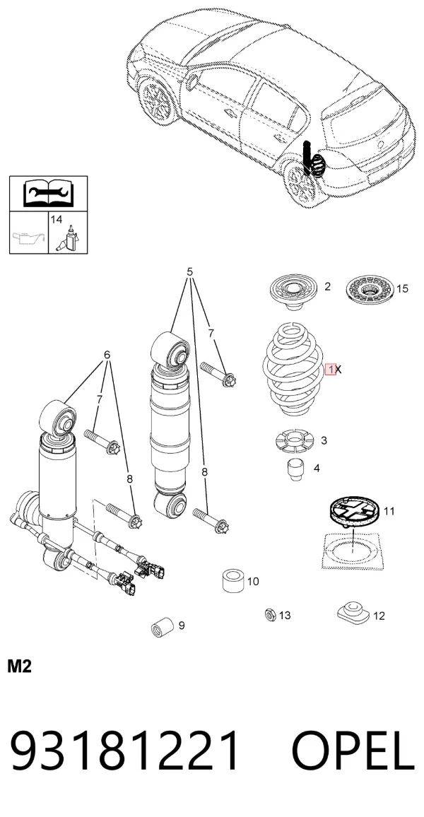 Mola traseira 93181221 Opel