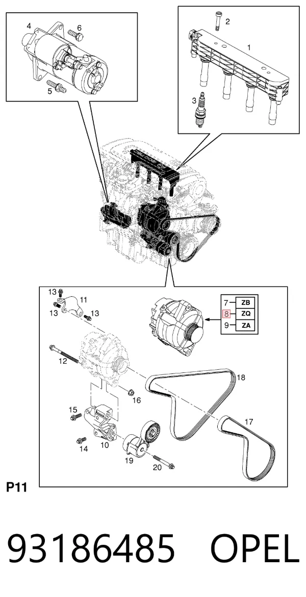 Gerador 93186485 Opel