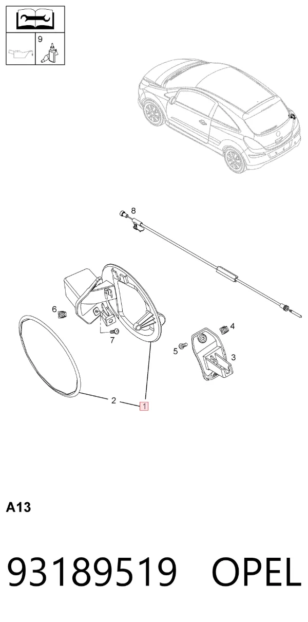 Alcapão do tanque de combustível 93189519 Opel