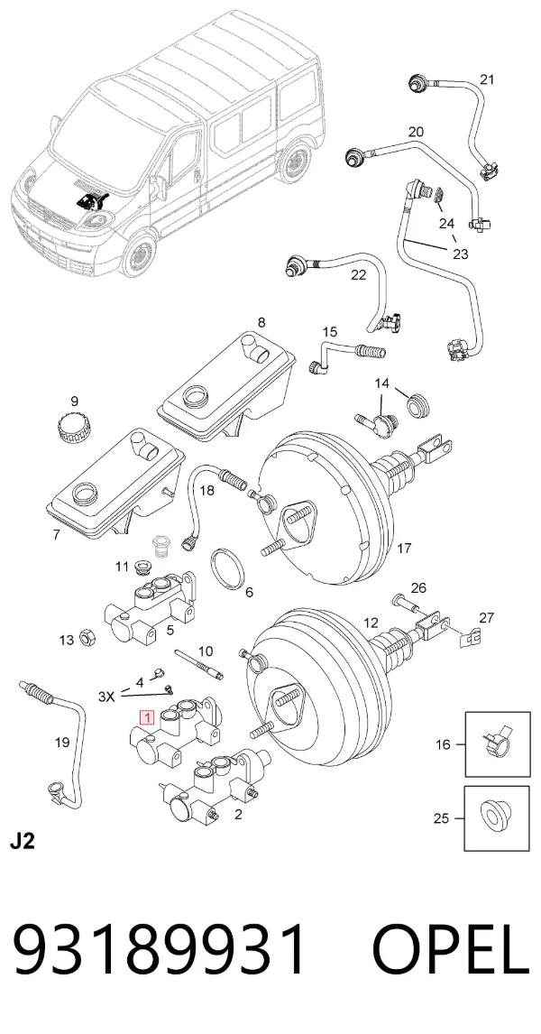 Cilindro mestre do freio 93189931 Opel