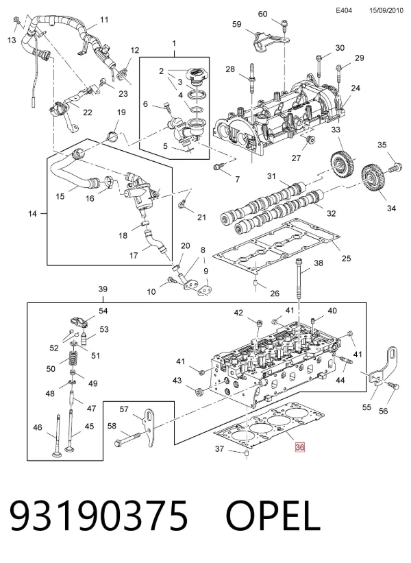 Vedante de cabeça de motor (CBC) 93190375 Opel