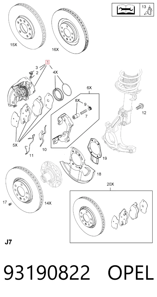 Suporte do freio dianteiro esquerdo 93190822 Opel