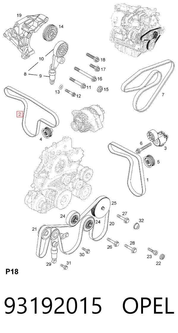 Correia dos conjuntos de transmissão 93192015 Opel
