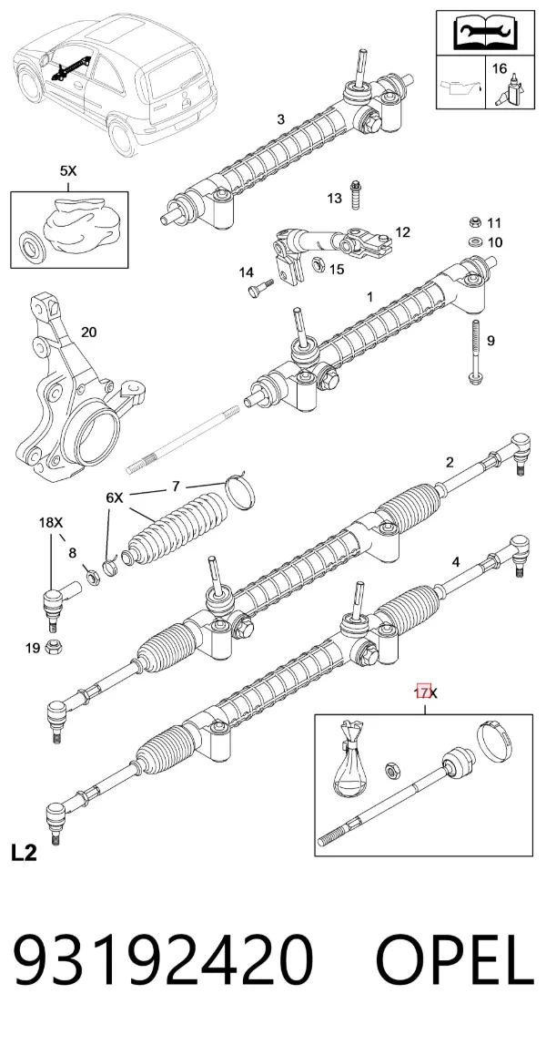 Tração de direção 93192420 Opel