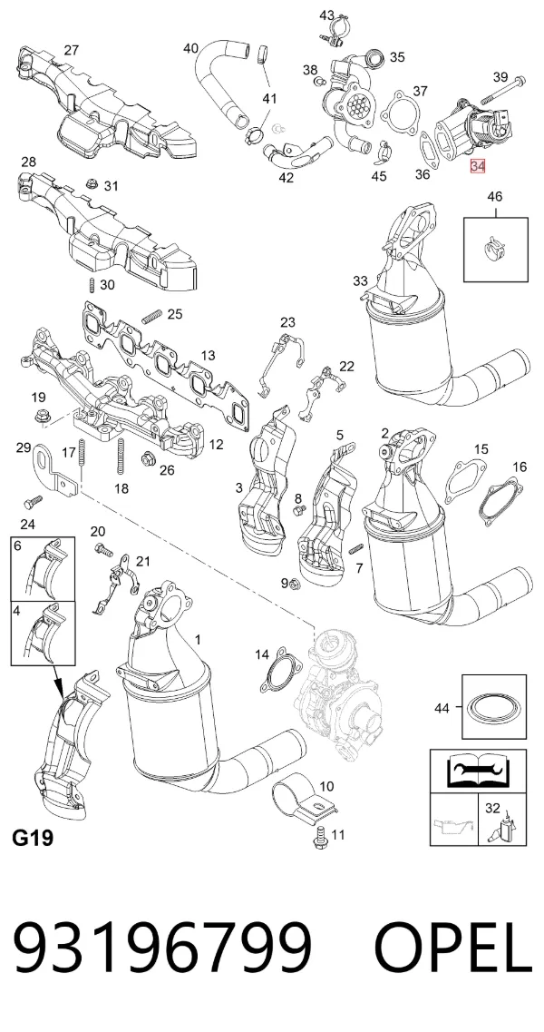 Válvula EGR de recirculação dos gases 93196799 Opel