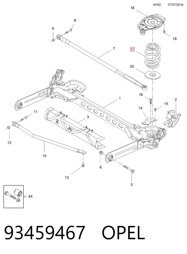 Mola traseira 93459467 Opel