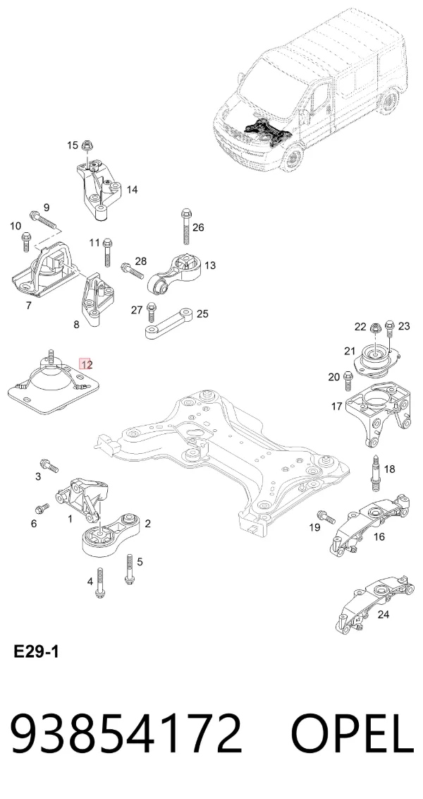Coxim (suporte) direito de motor 93854172 Opel