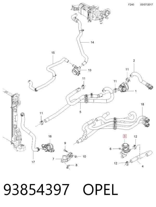 Válvula de regulação do fluido de esfriamento 93854397 Opel