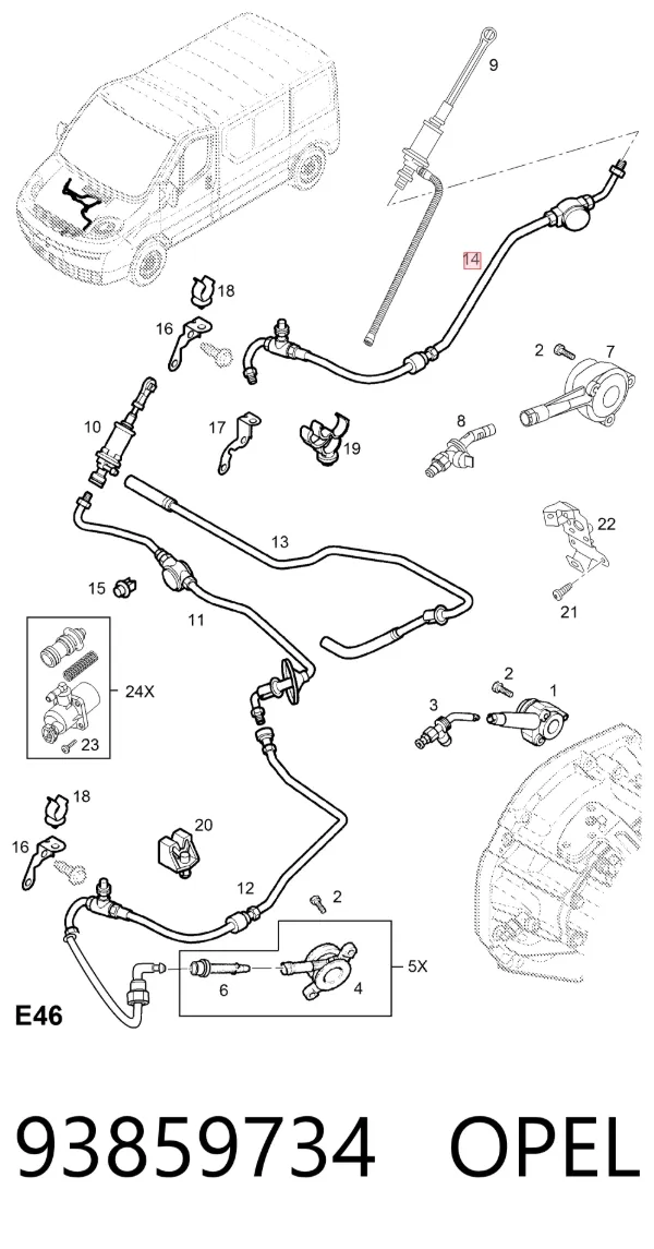 Mangueira de embraiagem 4641200QAC Nissan/Infiniti