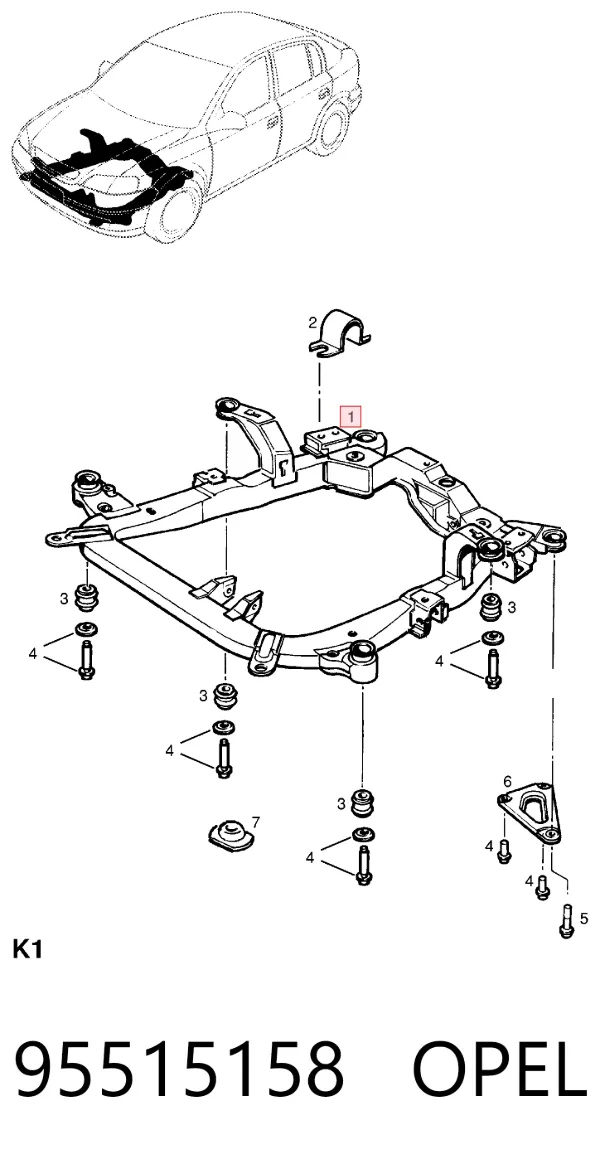 Viga de suspensão dianteira (plataforma veicular) 95515158 Opel