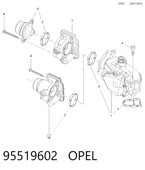 Válvula de borboleta montada 95519602 Opel
