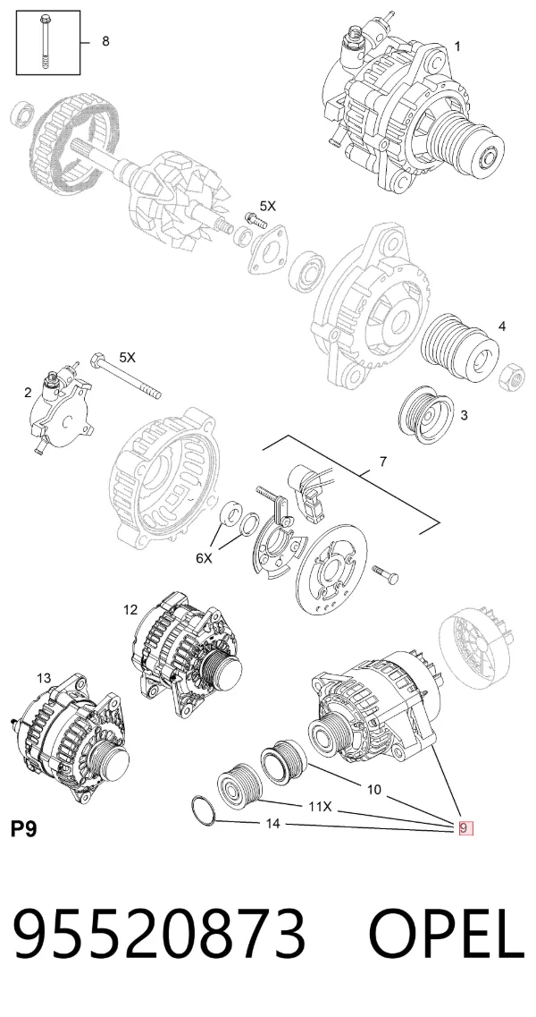 Gerador 95520873 Opel