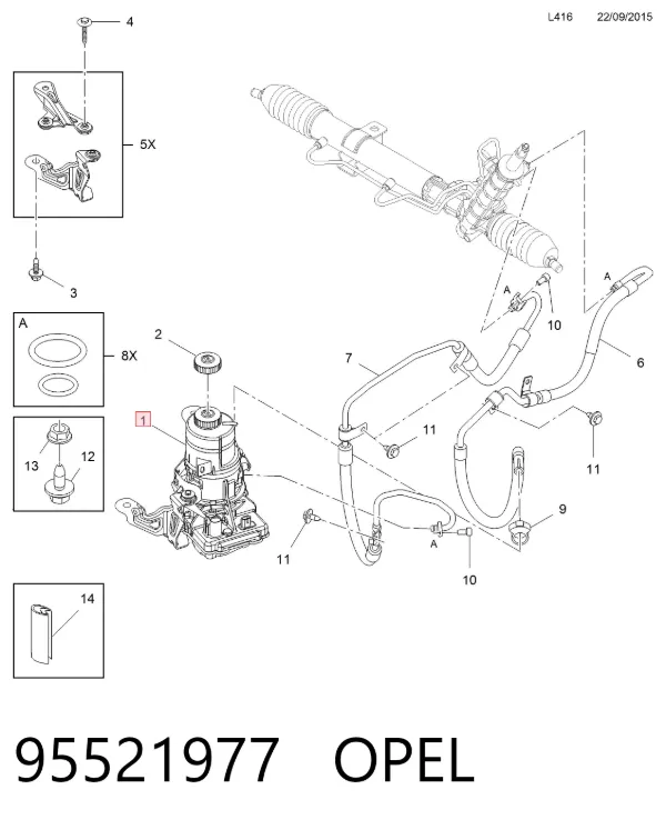 Bomba da Direção hidrâulica assistida 95521977 Opel