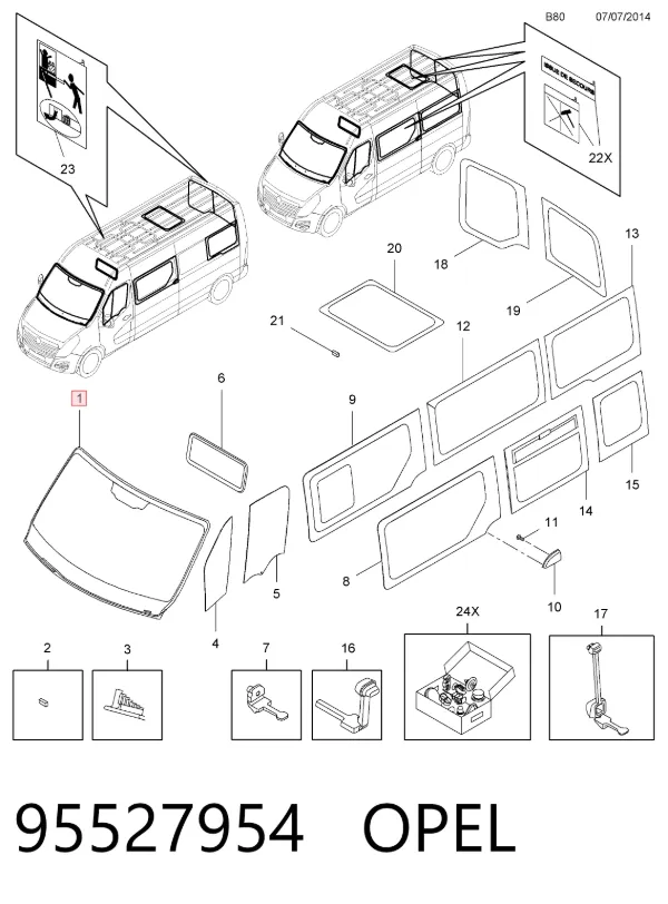 Pára-brisas 95527954 Opel