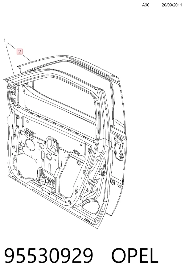 Porta dianteira direita 95530929 Opel