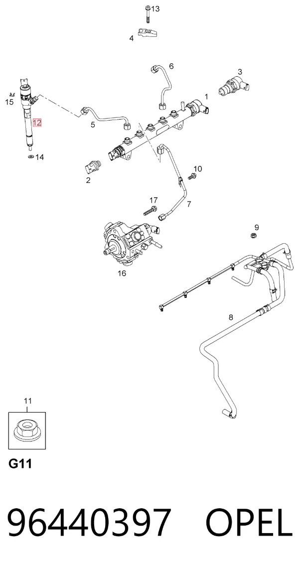Injetor de injeção de combustível 96440397 Opel