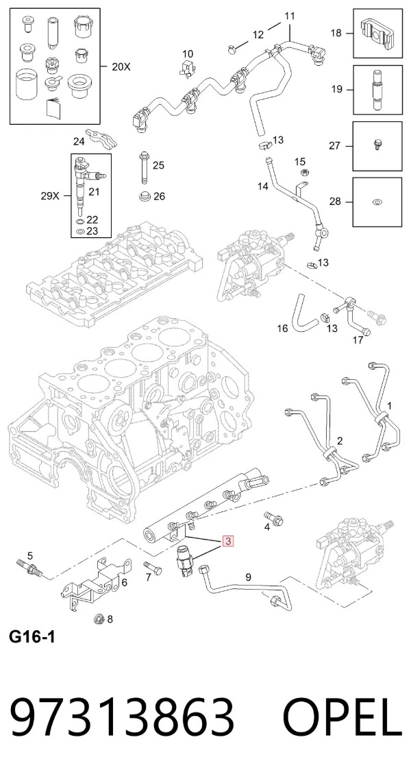 Distribuidor de combustível (rampa) 97313863 Opel