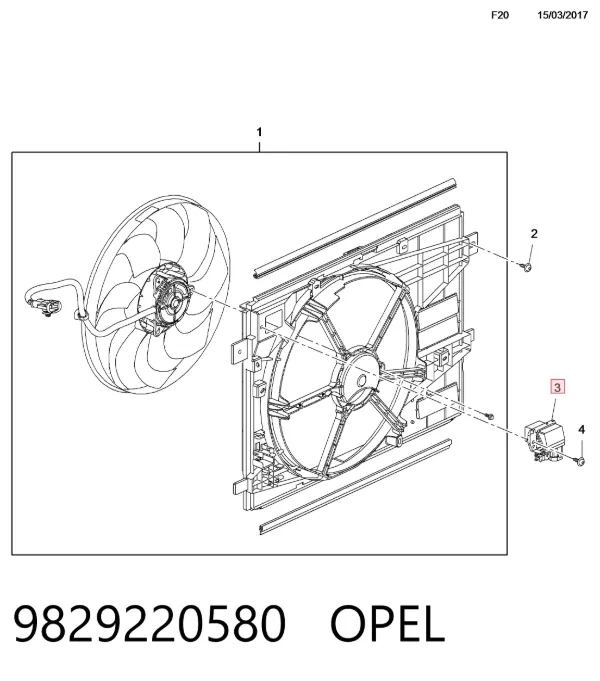 Resistor (resistência) de ventilador de forno (de aquecedor de salão) 9829220580 Opel