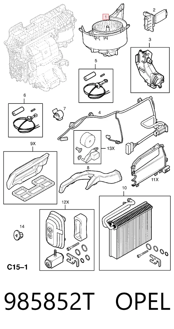 Motor de ventilador de forno (de aquecedor de salão) 985852T Opel