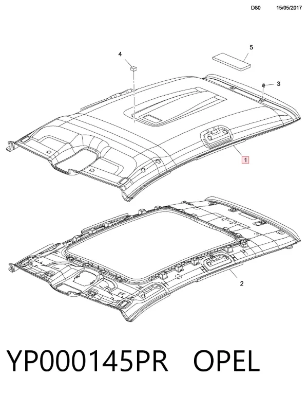 Revestimento do teto YP000145PR Opel