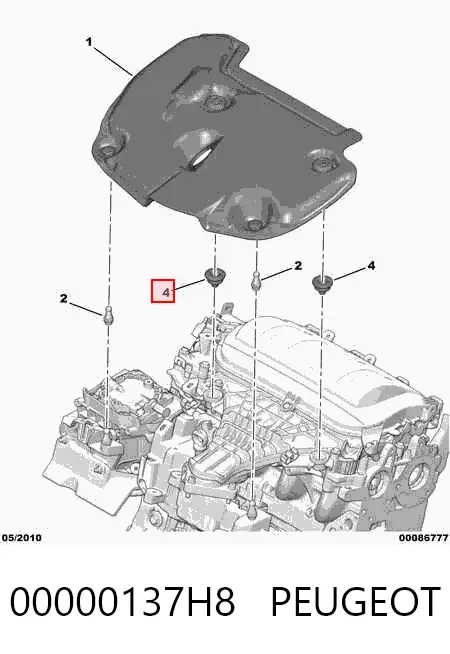 Coxim de tampa decorativa de motor 00000137H8 Peugeot/Citroen