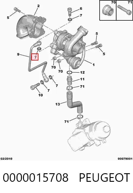 Vedante de mangueira de fornecimento de óleo de turbina 0000015708 Peugeot/Citroen