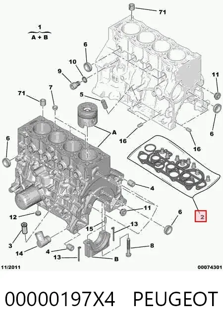 Kit de vedantes de motor completo 00000197X4 Peugeot/Citroen