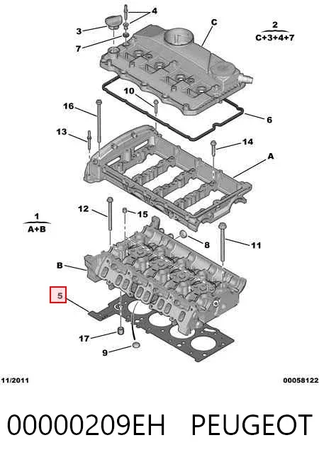 Vedante de cabeça de motor (CBC) 00000209EH Peugeot/Citroen