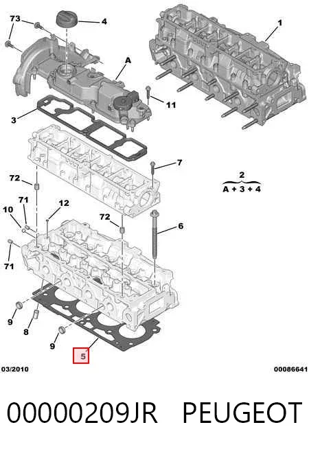 Vedante de cabeça de motor (CBC) 00000209JR Peugeot/Citroen
