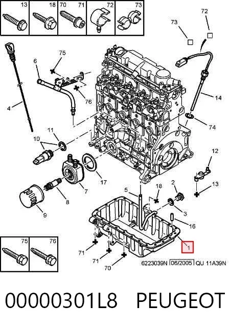 Panela de óleo de cárter do motor 00000301L8 Peugeot/Citroen