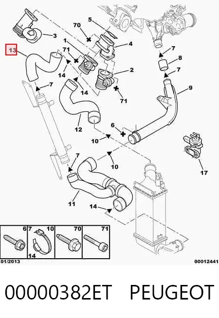 Mangueira (cano derivado) de intercooler 00000382ET Peugeot/Citroen