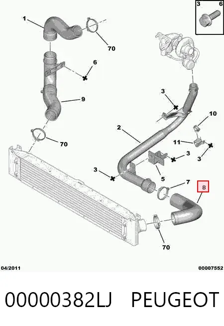 Mangueira (cano derivado) de intercooler 00000382LJ Peugeot/Citroen