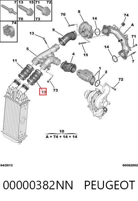 Mangueira (cano derivado) de intercooler 00000382NN Peugeot/Citroen