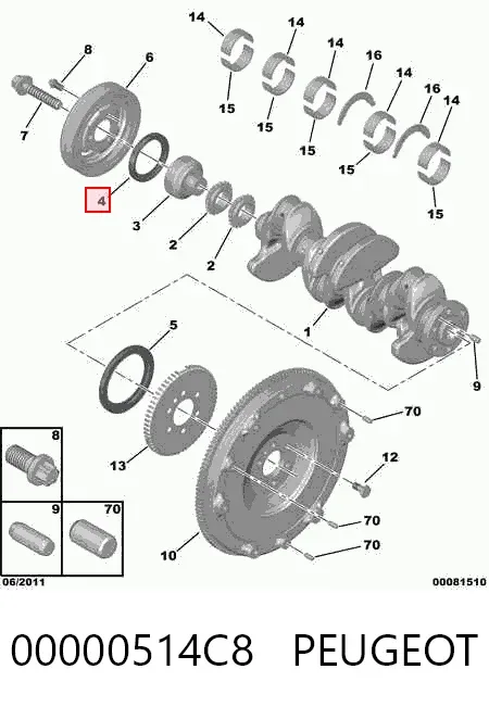 Vedação dianteira de cambota de motor 00000514C8 Peugeot/Citroen